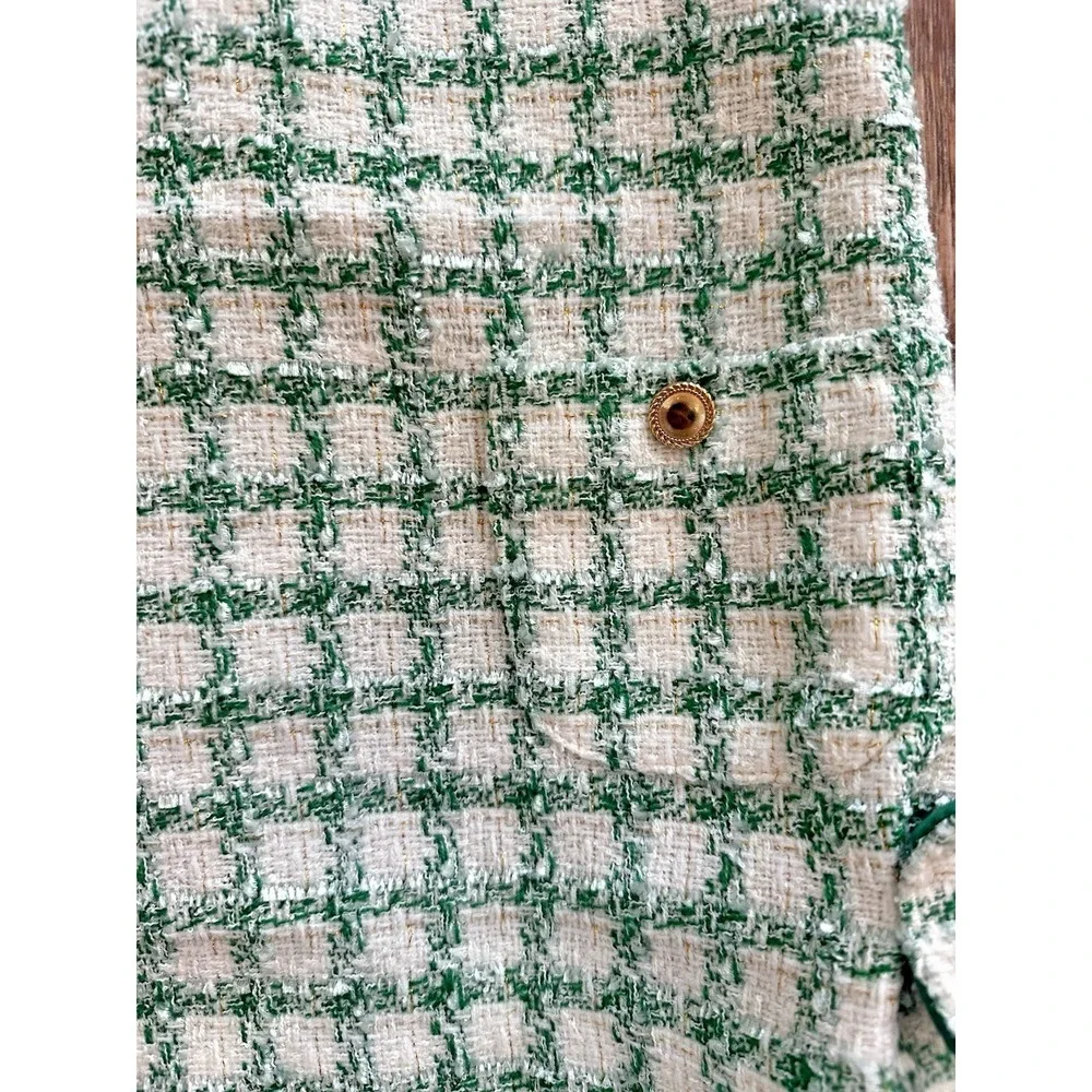Lilly Pulitzer Girls Shift Dress Fiddle leaf Green Windowpane Tweed Sz 3